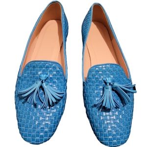 J. Crew woven blue loafers